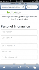 hulu signup 1